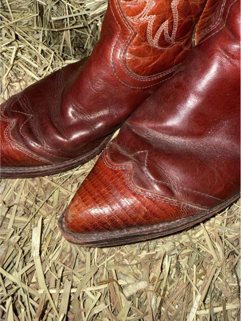 Men's Brown Leather Cowboy Boots - Classic Western Style - Picture 4 of 6